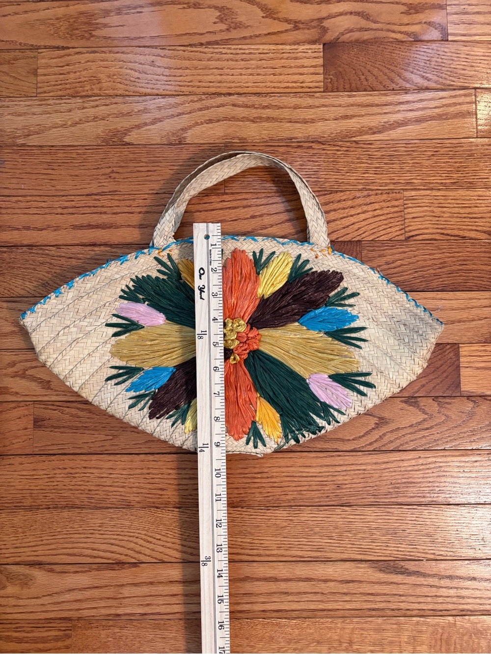 Vintage MCM Straw zip Top Bag With Handles Floral, Retro,Vaca, Festival - Picture 5 of 6